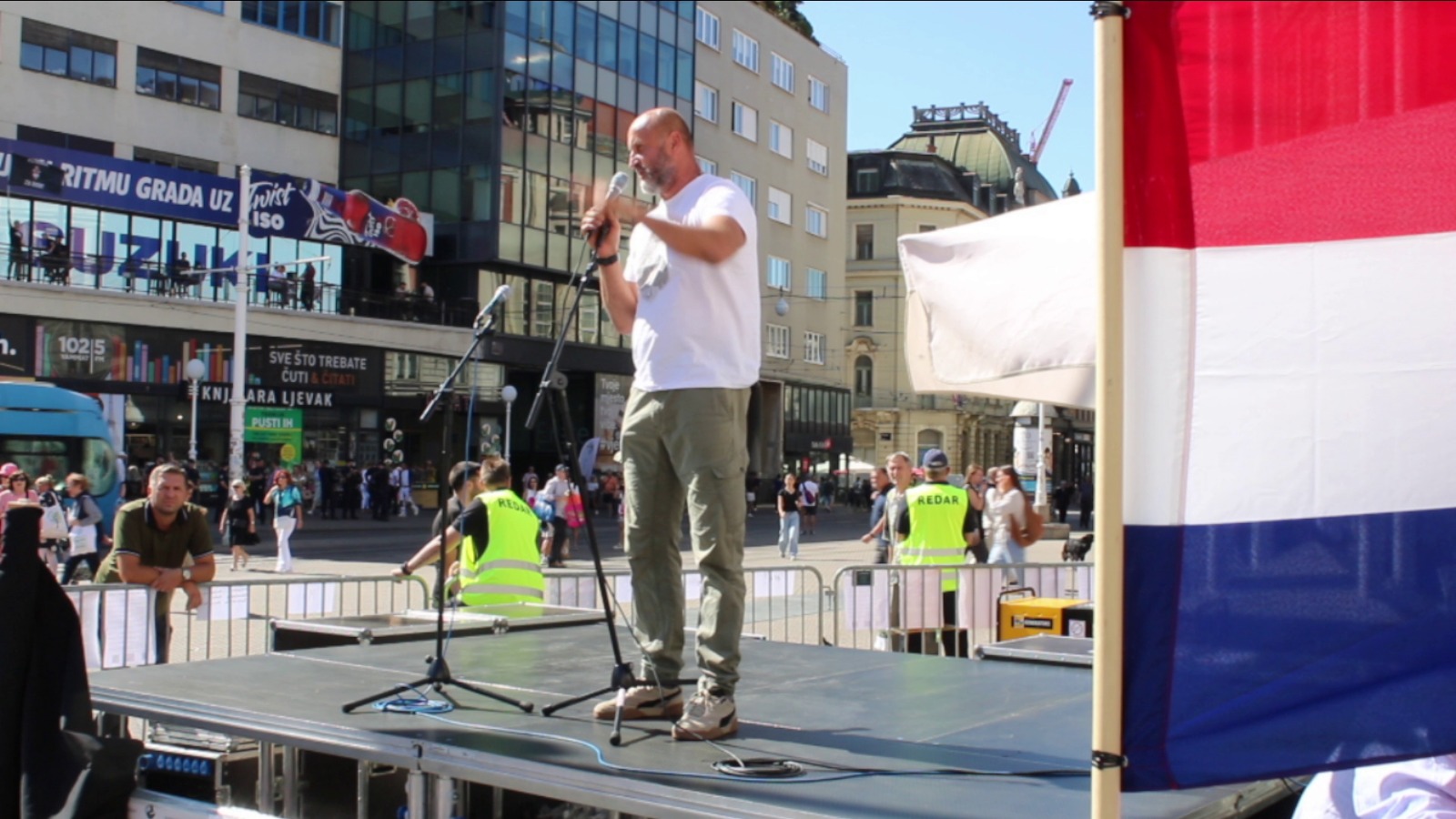 First protest in Zagreb on Ban Josip Jelacic Square 8
